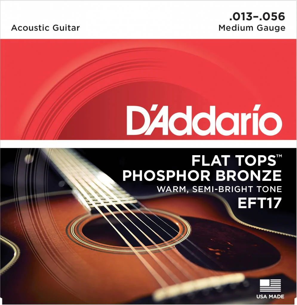 D'Addario Flat Top Phosphor Bronze Acoustic Guitar Strings