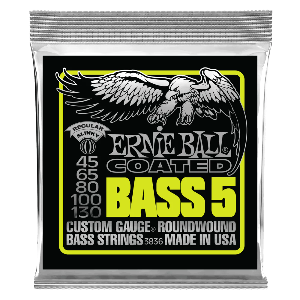 Ernie Ball Coated Regular Slinky 5-String Bass Guitar Strings 45-130