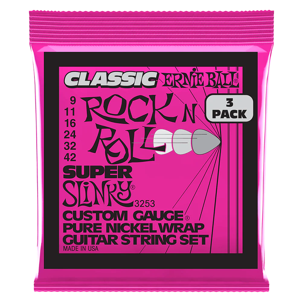 Ernie Ball Classic Rock N Roll Electric Guitar Strings Pure Nickel Wrap 3 Pack