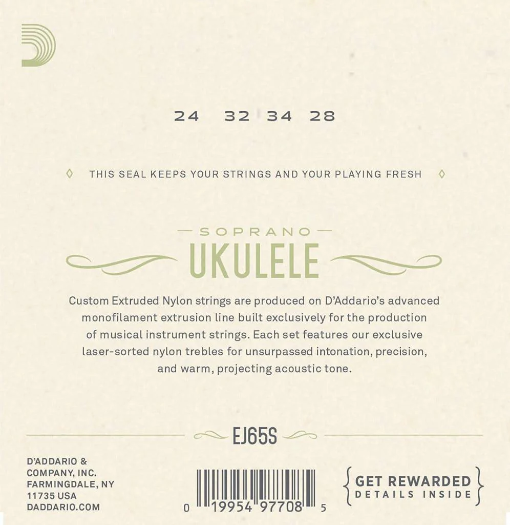D'Addario EJ65S Clear Nylon Soprano Ukuele Strings - SET - Image 2