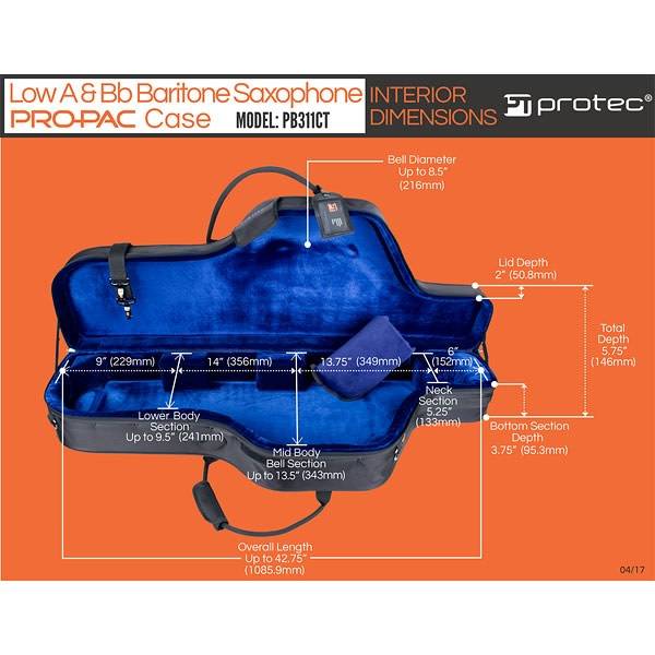Protec Baritone Saxophone Case - PRO PAC, Bb & A - Image 4