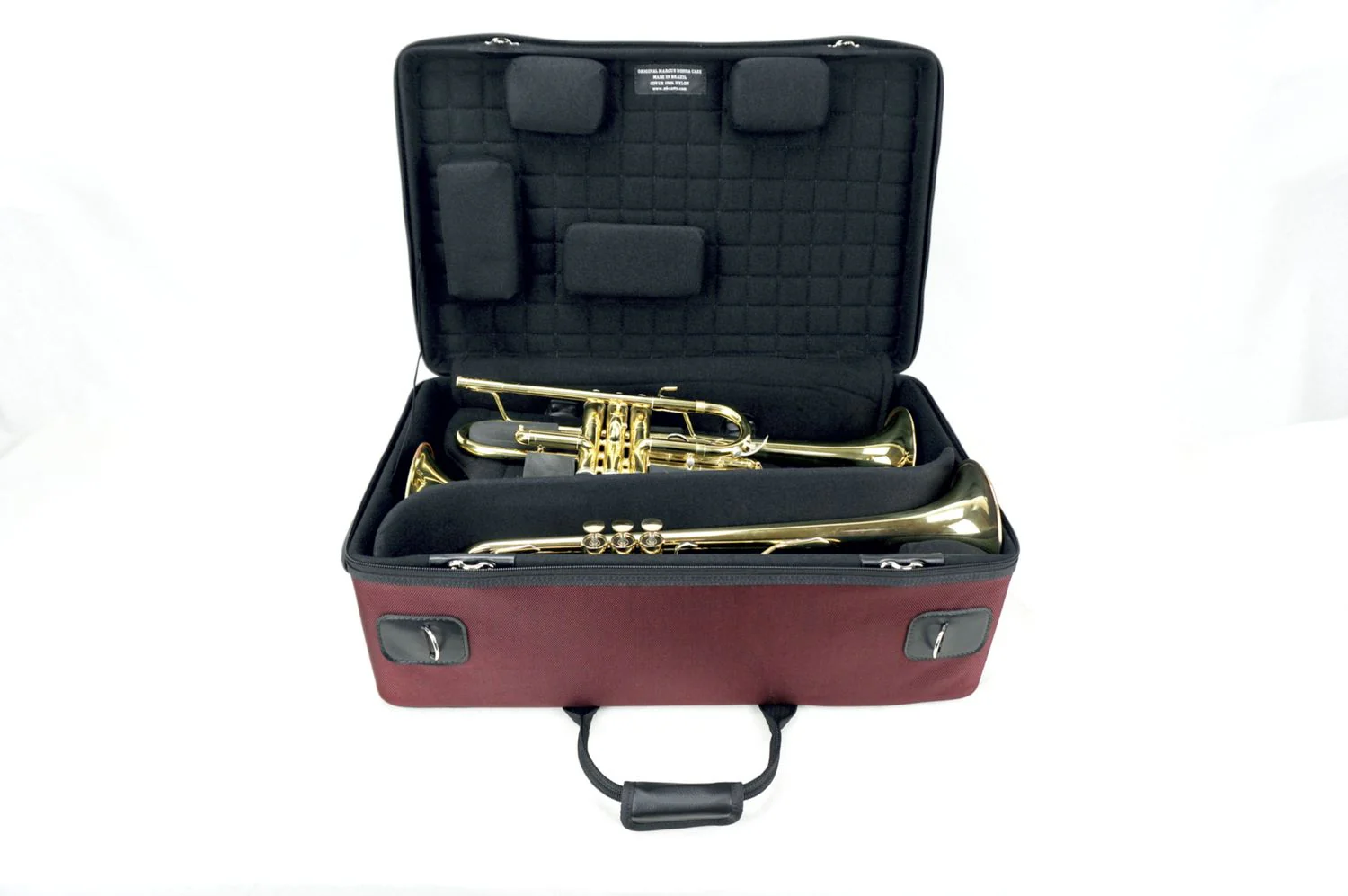 Marcus Bonna Triple Case for 2 Trumpets and 1 Flugelhorn model MB with wheels Nylon- Black with MB Metal Silver Logo - Image 4