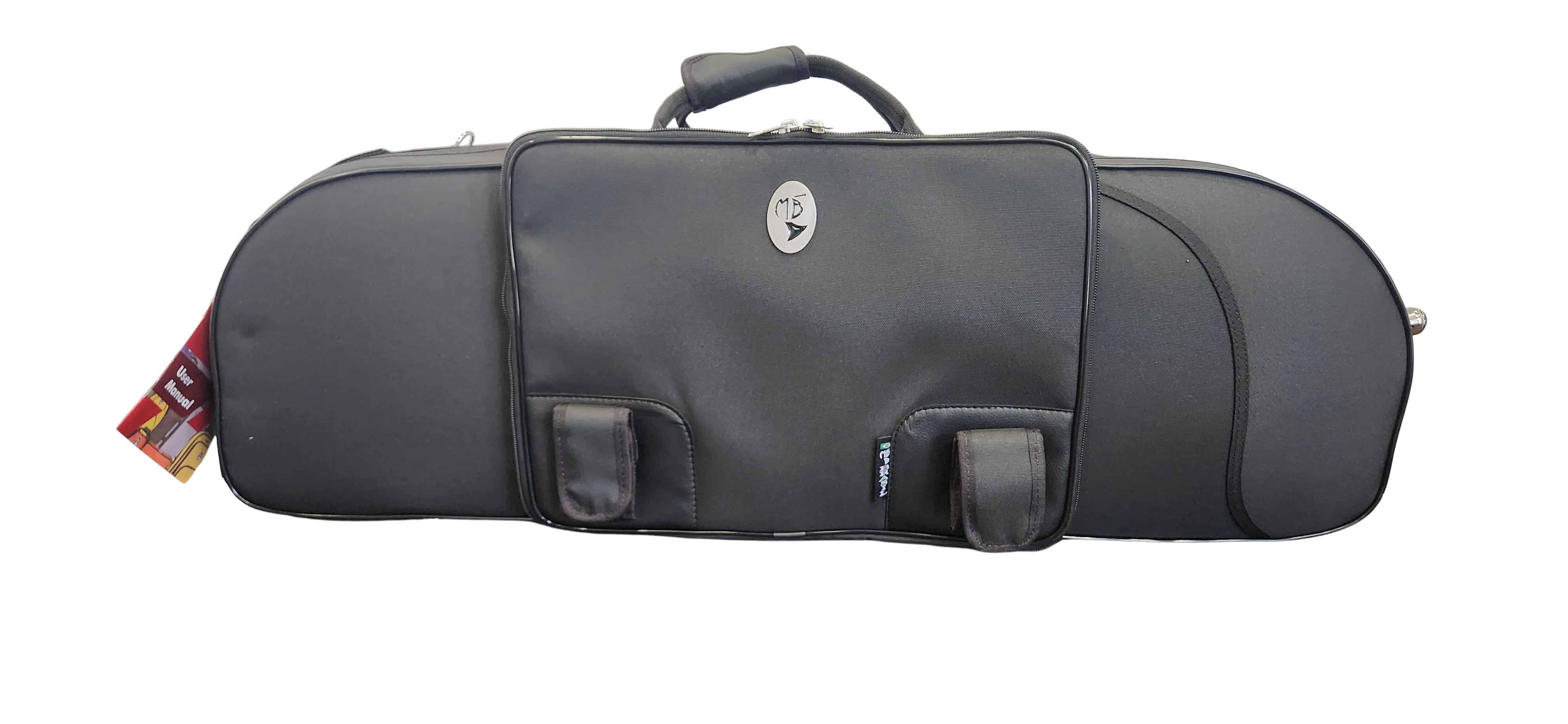 Marcus Bonna Case for Tenor Trombone model MB Compact Nylon - Black, Music bag model MB with Trombone Stand Strap with MB Metal Silver Logo