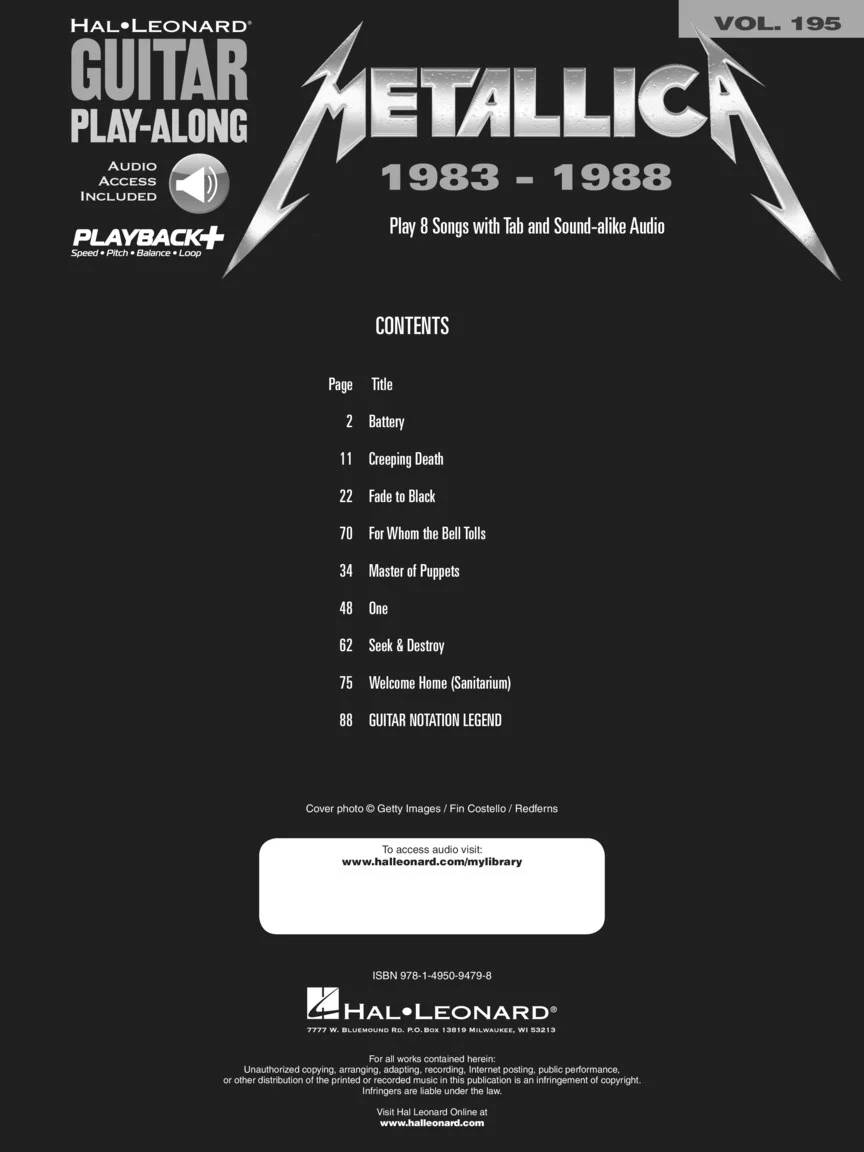 Metallica: 1983-1988, Guitar Play-Along Vol. 195 - Image 2