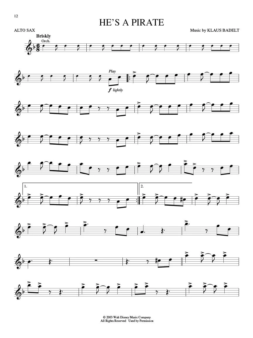 Pirates of the Caribbean, Alto Saxophone - Image 4