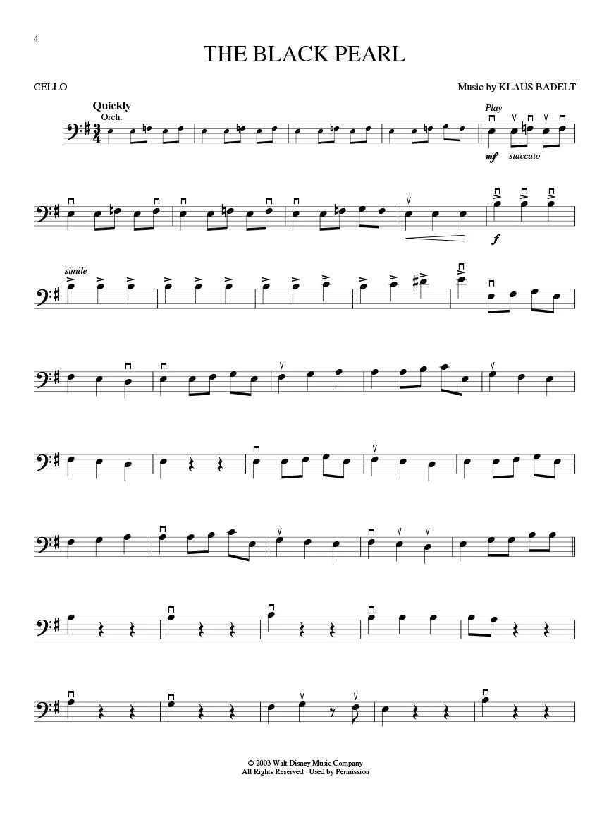 Pirates of the Caribbean, Cello - Image 3