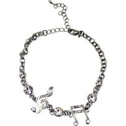 Silver Bracelet with Treble Clef, Notes and Rhinestones - Image 2