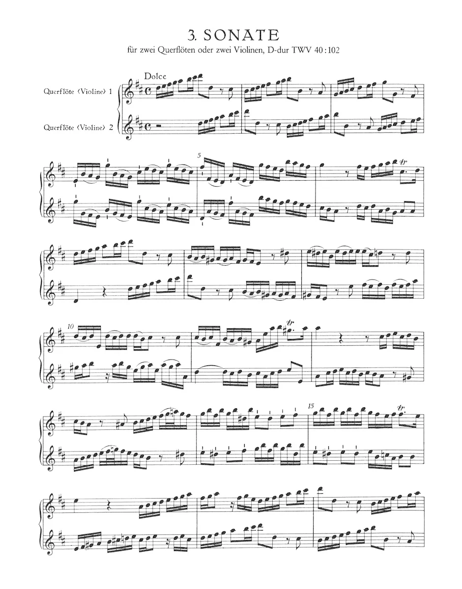 Six Sonatas for two Violins (or two Flutes) op. 2 TWV 40:101, 102, 104 - Image 3