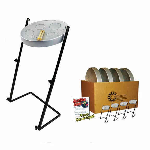 Panyard Steel Drums JJ Educator Series 4 Pack, Z Stand, Grey Silver